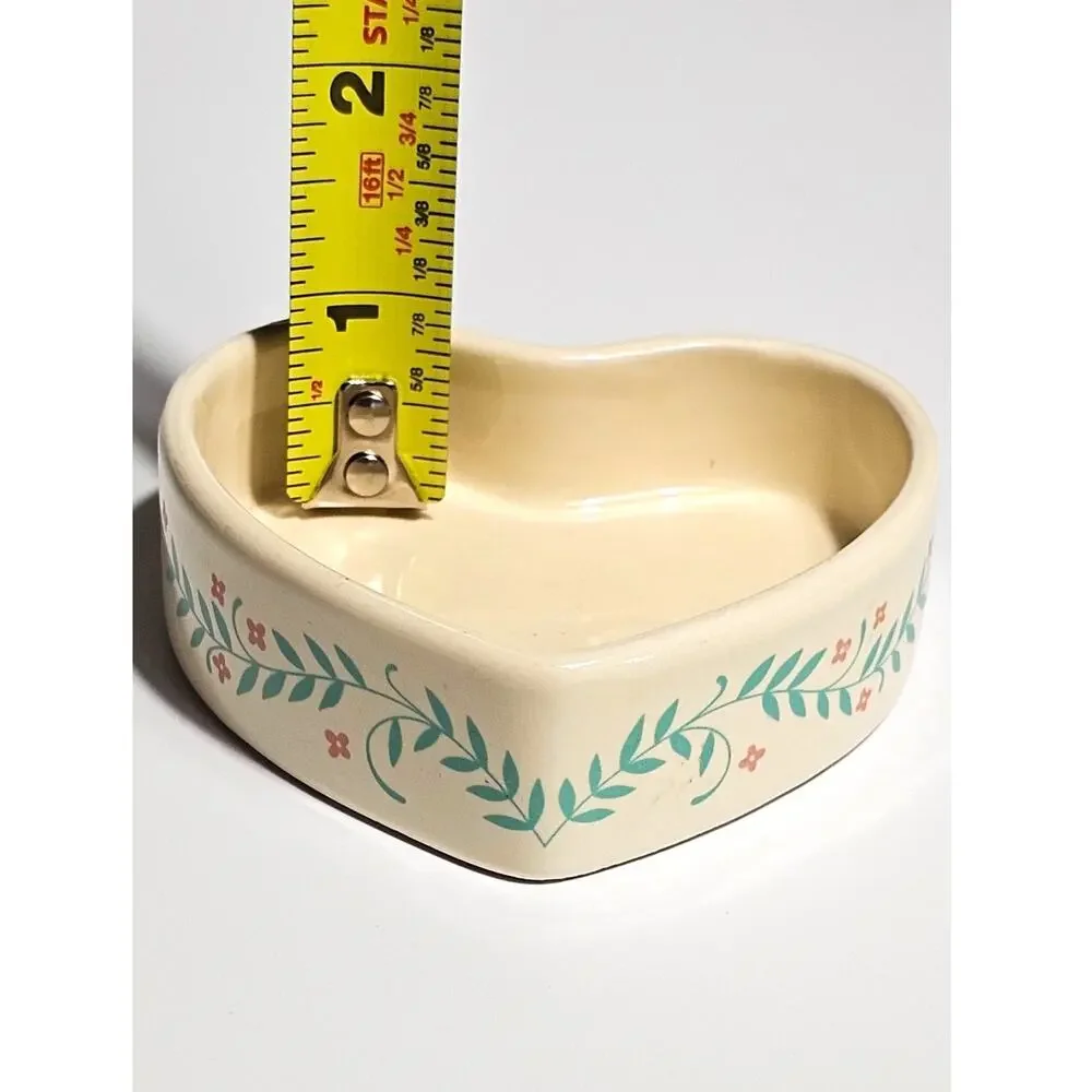 Vintage 1980s Ceramic Heart Trinket Box 